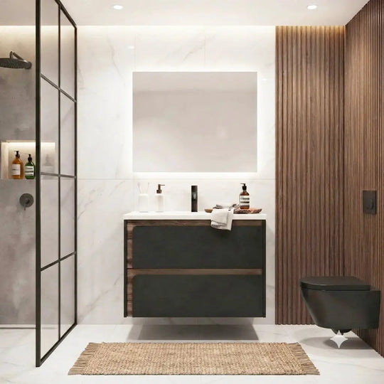 Andria modern floating bathroom vanity. Modern bathroom cabinet. Visobath