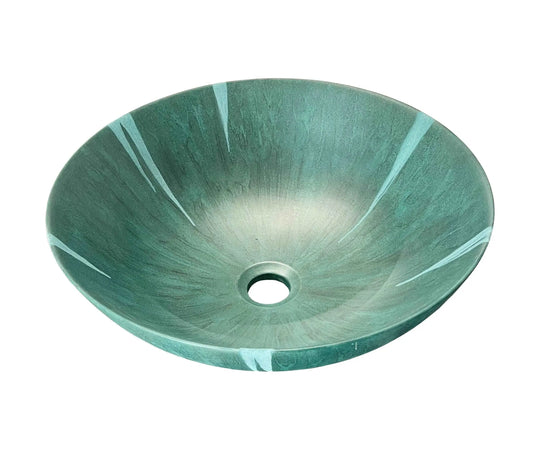 Blue Aqua oxide hand painted bathroom vessel sink.