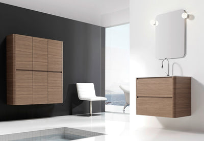 Aston Contemporary Floating 32" bathroom vanity. Ferreiro Oak. Wall mounted modern luxury vanity. European handcrafted