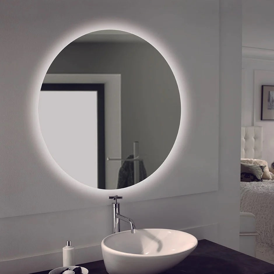Aura Round frameless LED bathroom mirror. Backlit LED mirror. Touchles –  secretbathstore