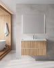 Wall mounted bathroom cabinet in natural hickory wood finish