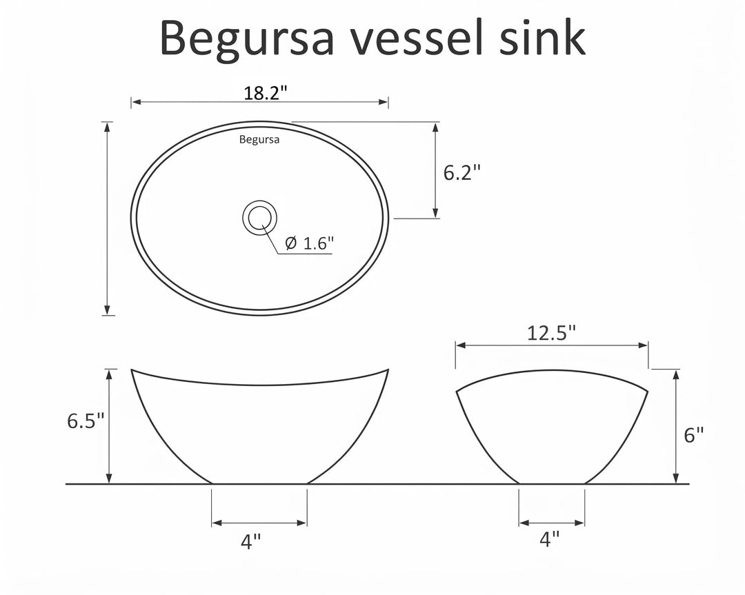 Begursa black Cast Iron bathroom vessel sink. Bowl sink.
