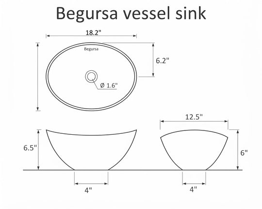 Begursa black Cast Iron bathroom vessel sink. Bowl sink.