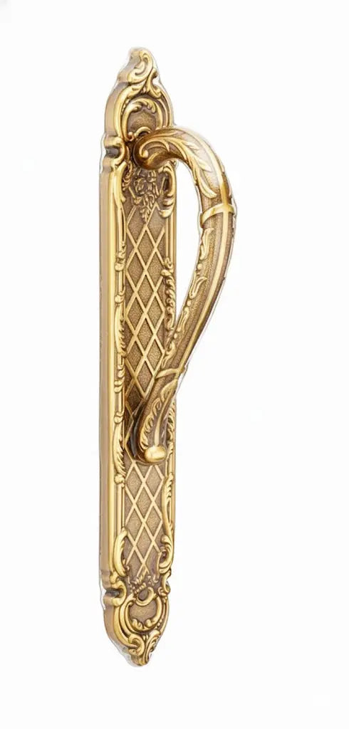 Blois Door Pull handle on plate 16". Classica collection. Brass door pulls. Luxury pull handles..