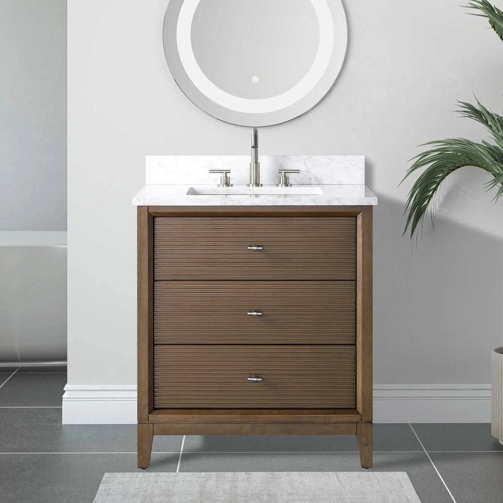 Carla bathroom cabinet. Contemporary fluted doors vanity secretbathstore