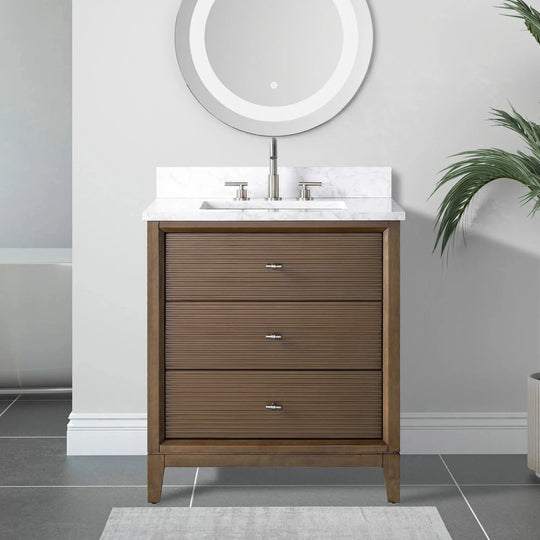 Carla bathroom cabinet. Contemporary fluted doors vanity secretbathstore