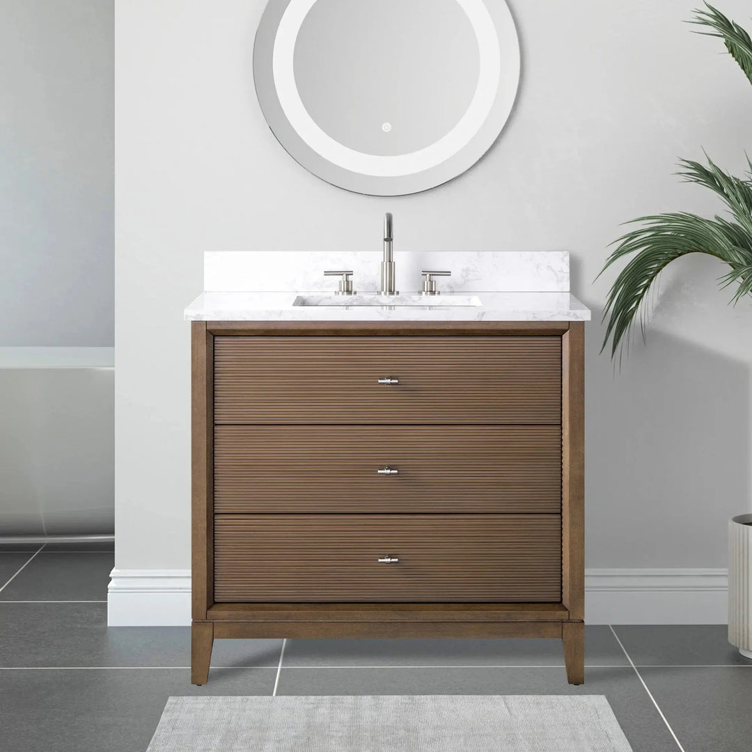 Carla bathroom cabinet. Contemporary fluted doors vanity secretbathstore
