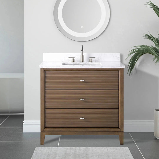 Carla bathroom cabinet. Contemporary fluted doors vanity secretbathstore
