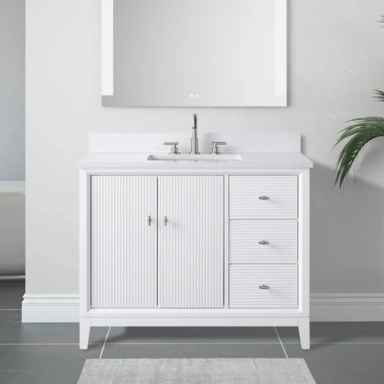 Carla bathroom cabinet. Contemporary fluted doors vanity secretbathstore