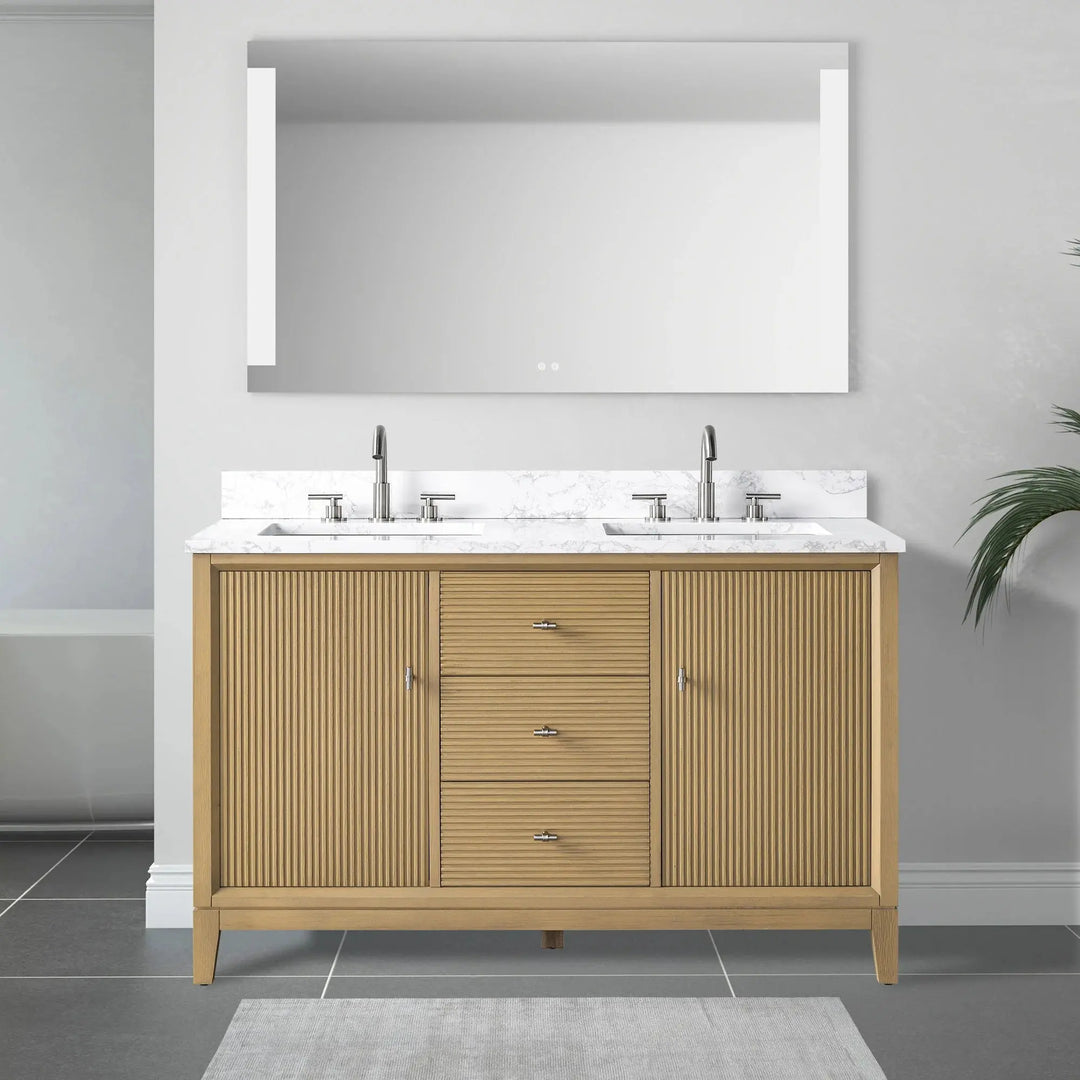 Carla bathroom cabinet. Contemporary fluted doors vanity secretbathstore