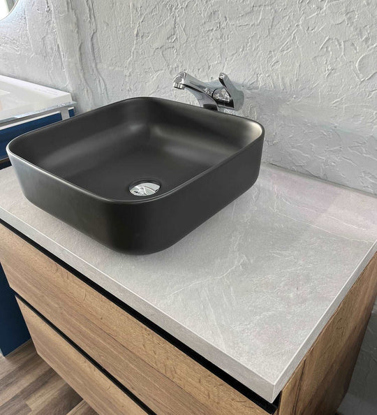 Dinam Square matte black bathroom vessel sink