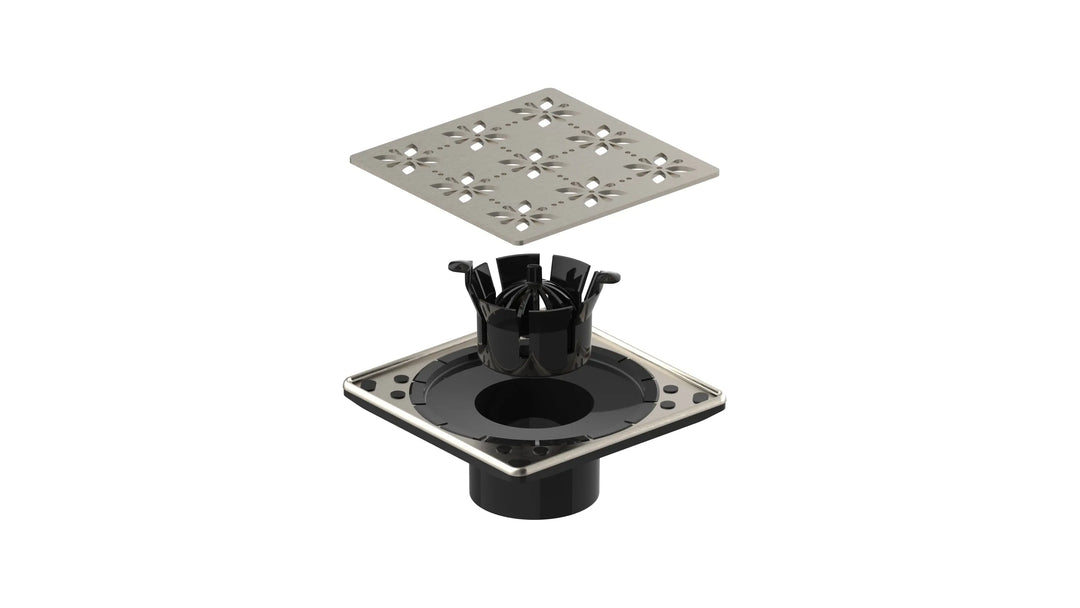 Square 4" shower drain. Modern shower drains. Guru