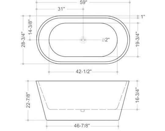 Lucy acrylic free standing bathtub. Oval tub. Modern bathtub Secret Bath