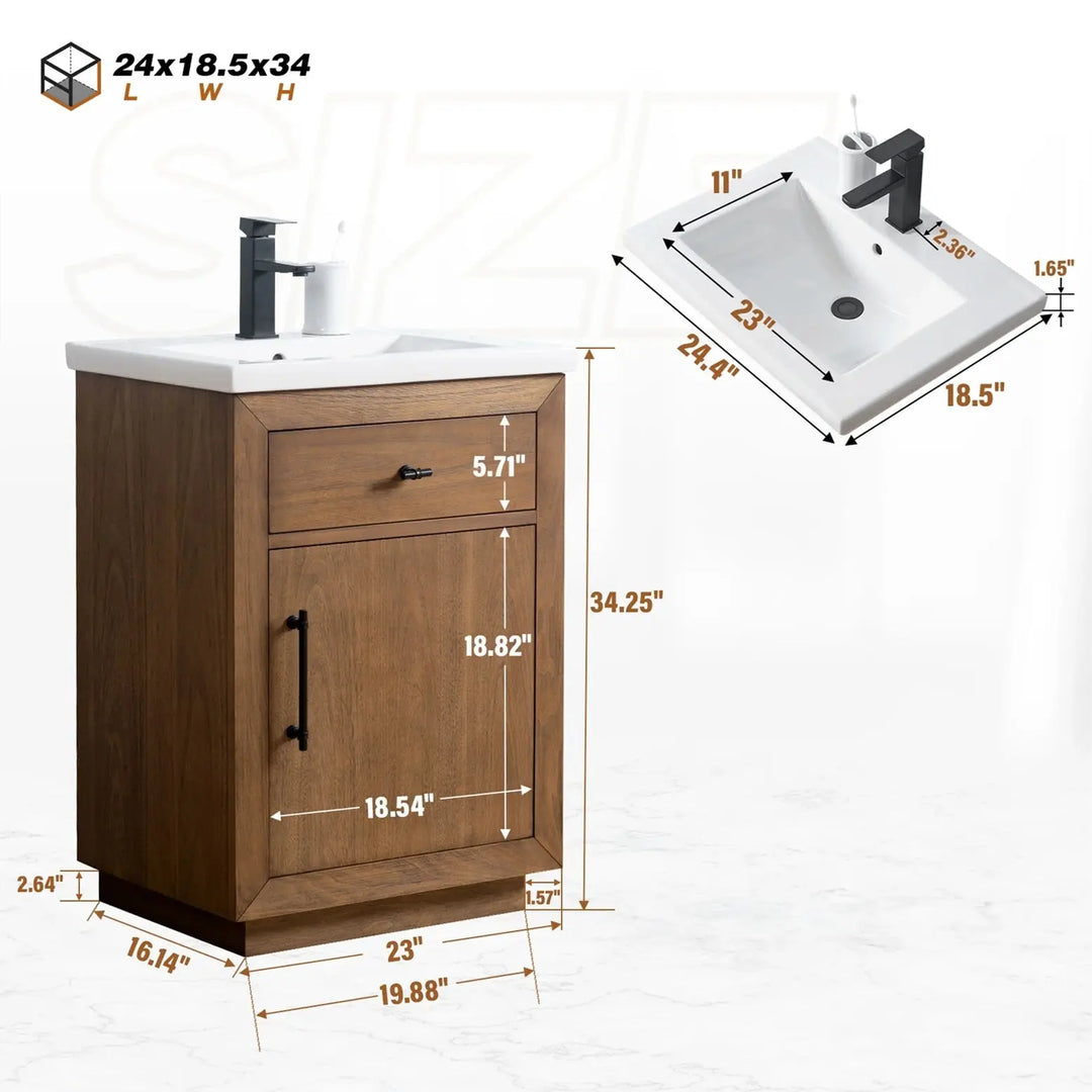 Elliott 24" free standing bathroom vanity. Small bathroom cabinet Secret Bath