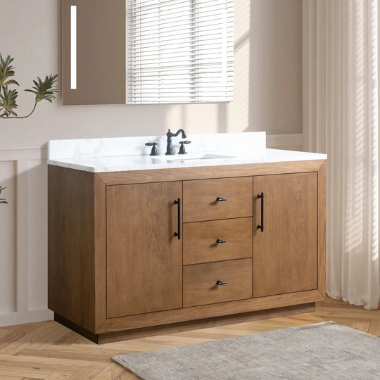 Elliott 60" free standing single sink bathroom vanity. Secret Bath