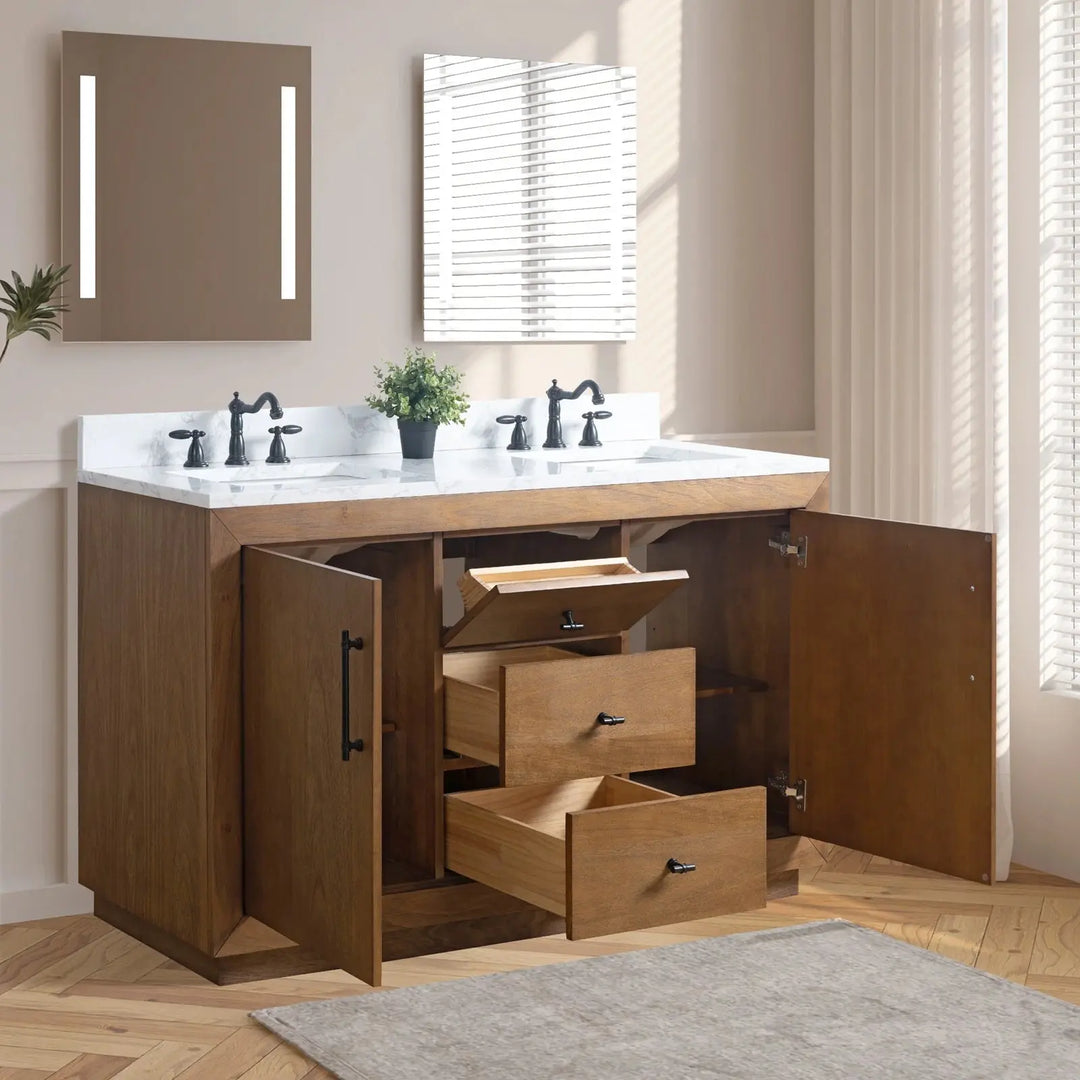 Elliott 60" free standing double sink bathroom vanity. Secret Bath