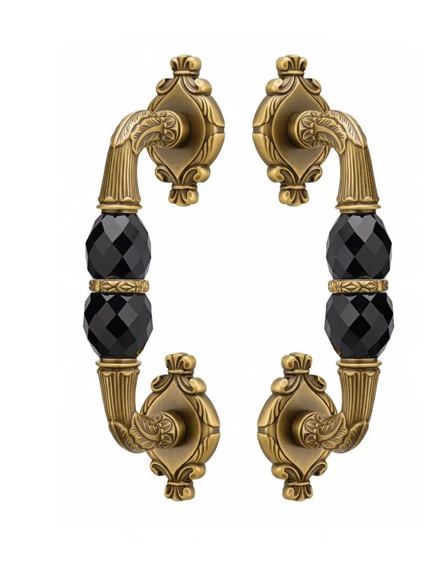Empire Door handles set with Black Swarovski crystals.
