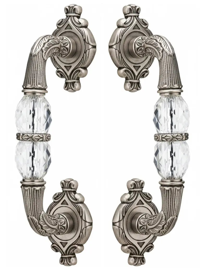 Empire Door handles set with Swarovski crystals. Shower door handle
