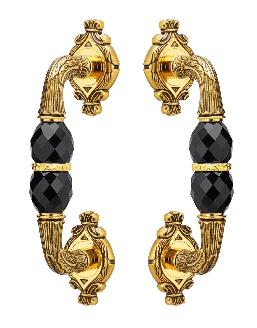 Empire Door handles set with Black Swarovski crystals.