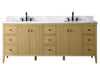 Gale free standing 84" double bathroom vanity. Fluted cabinet door. Secret Bath
