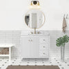 Gale free standing 36" bathroom vanity. Fluted cabinet door. Secret Bath