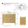 Gale free standing 42" bathroom vanity. Fluted cabinet door.