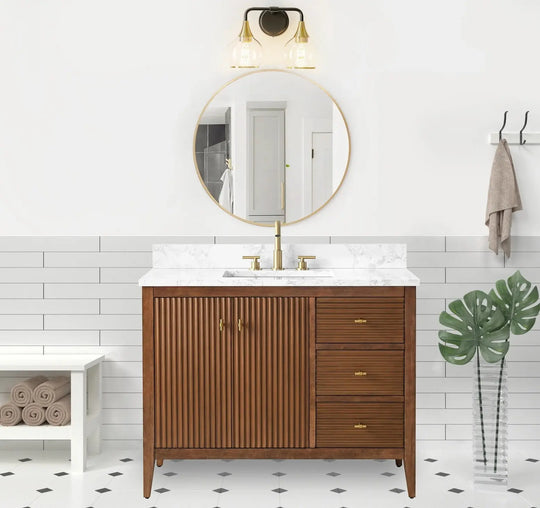 Gale free standing 42" bathroom vanity. Fluted cabinet door. Secret Bath