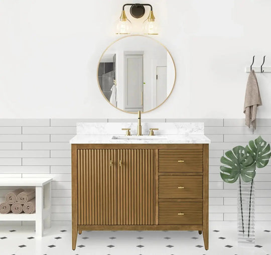 Gale free standing 42" bathroom vanity. Fluted cabinet door.