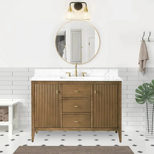Gale free standing 48" bathroom vanity. Fluted cabinet door.