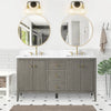 Gale free standing 60" double bathroom vanity. Fluted cabinet door. Secret Bath