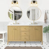Gale free standing 60" double bathroom vanity. Fluted cabinet door. Secret Bath