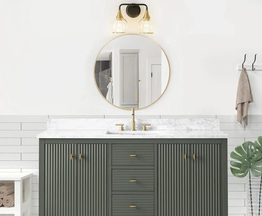 Gale free standing 60" single bathroom vanity. Fluted cabinet door. Secret Bath