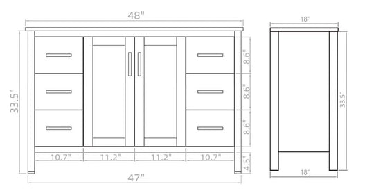 Grove free standing bathroom vanity. Waterproof bathroom cabinet. Secret Bath