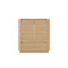 Hana free standing bathroom vanity. Natural Oak. Curve bathroom cabinets Secret Bath