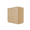 Hana free standing bathroom vanity. Natural Oak. Curve bathroom cabinets Secret Bath