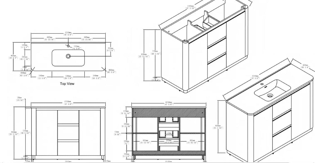 Hana free standing bathroom vanity. Natural Oak. Curve bathroom cabinets Secret Bath
