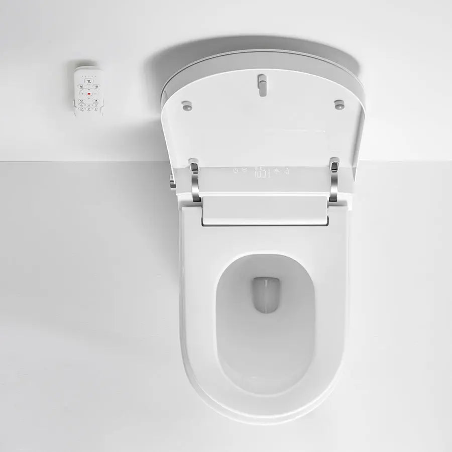 Fully equipped smart toilet. Elongate tankless toilet