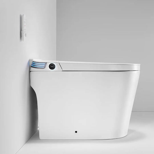 Fully equipped smart toilet. Elongate tankless toilet
