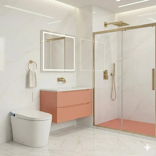 Fully equipped smart toilet. Elongate tankless toilet