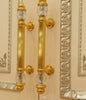 Seine Door pull handle on rosettes 18.3" with Swarovski crystals. Classica collection. Brass door pulls. Luxury pull handles.