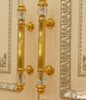 Seine Door pull handle on rosettes 17.3" with Swarovski crystals. Classica collection. Brass door pulls. Luxury pull handles.