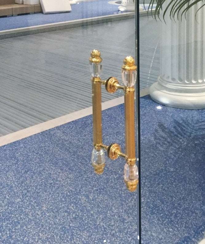 Seine large door pull handles set 17.3" with Swarovski crystals. Luxury glass door handles set