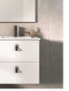 Lisa 20 inches floating small bathroom vanity with sink . Ceramic sink console. 2 drawers vanity