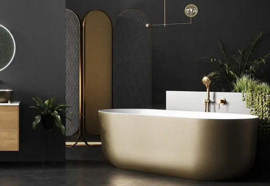 Malene Bathtub, Luxury bathtub , Solid Surface bathtub ,Matte gold bathtub ,Large bathtub, free standing bathtub, Balteco