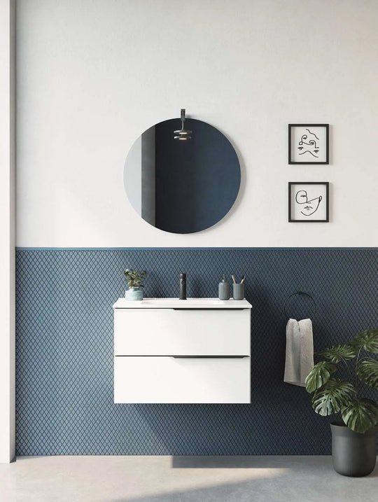 Milan 24 inches modern wall mounted bathroom Vanity 2 Drawers with ceramic sink console