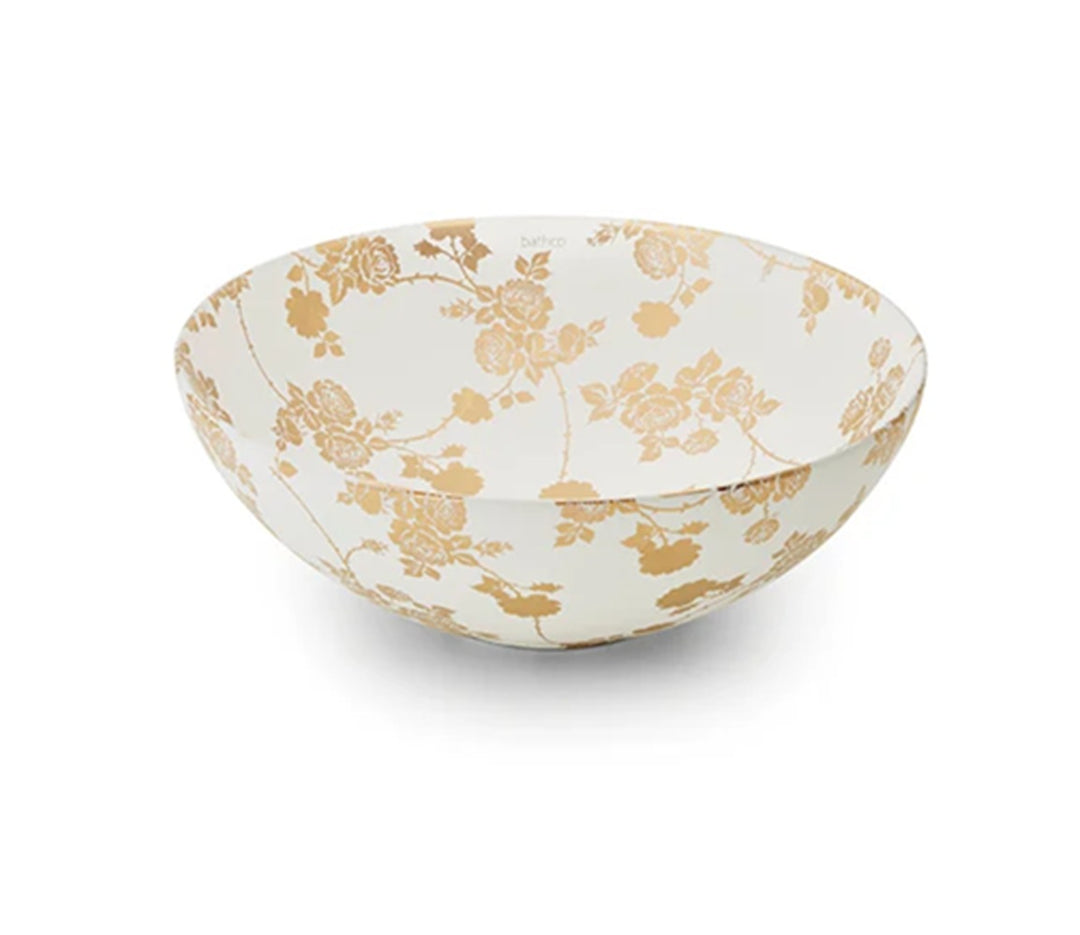 New Lys Rose bathroom vessel sink. Hand decorate sink