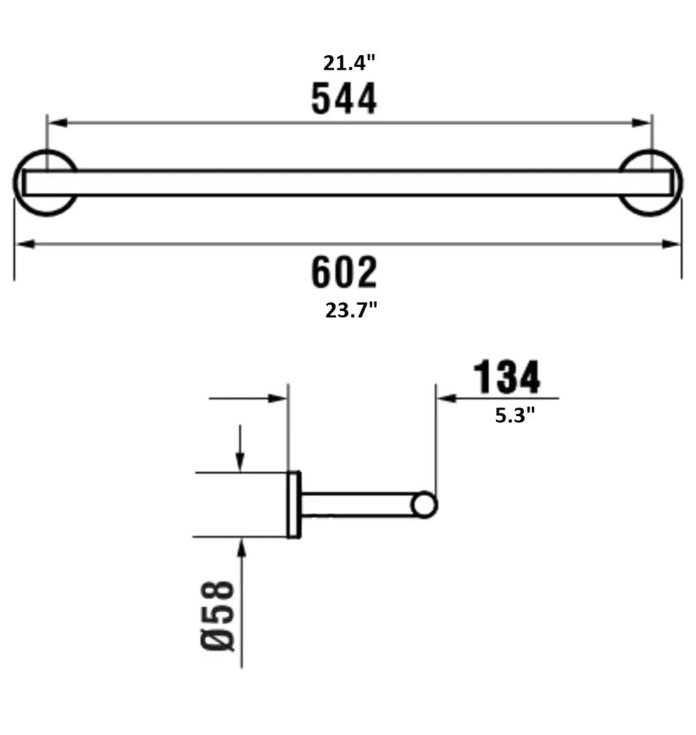 Niara large double towel bar. 24 inches towel bar. Modern towel rail secretbathstore