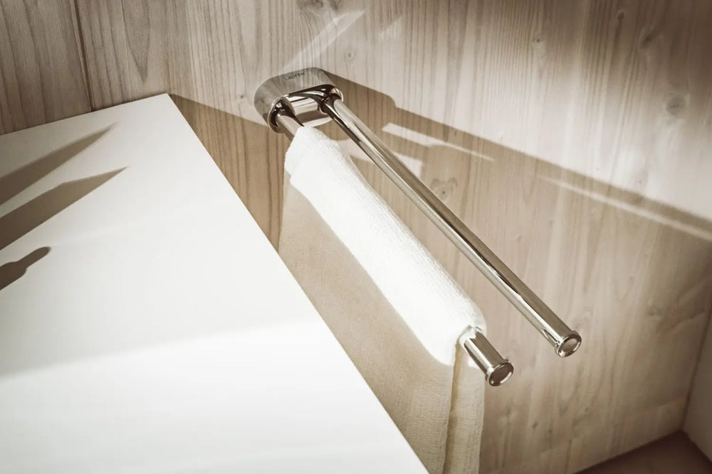 chrome swivel double towel bar