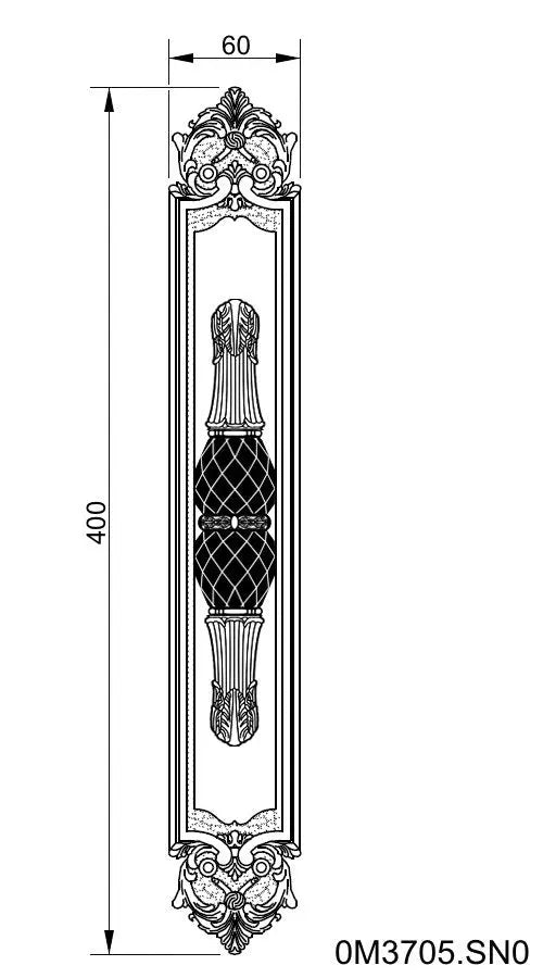 Larin Door Pull handle on plate 15". Classica collection. High-end door hardware Secret Bath Plus