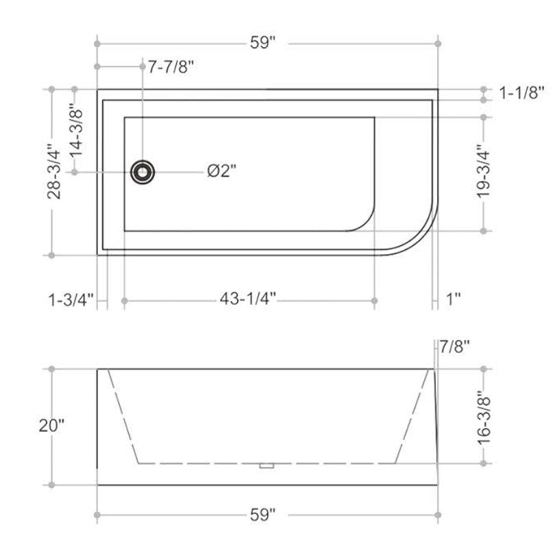 Corner bathtub drawing
